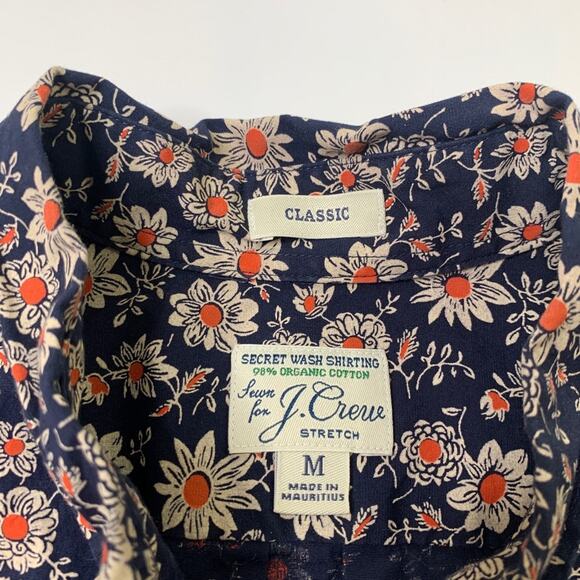 J Crew Shirt Mens M Medium Classic Fit Organic Cotton Stretch Secret Wash Floral - Picture 4 of 10